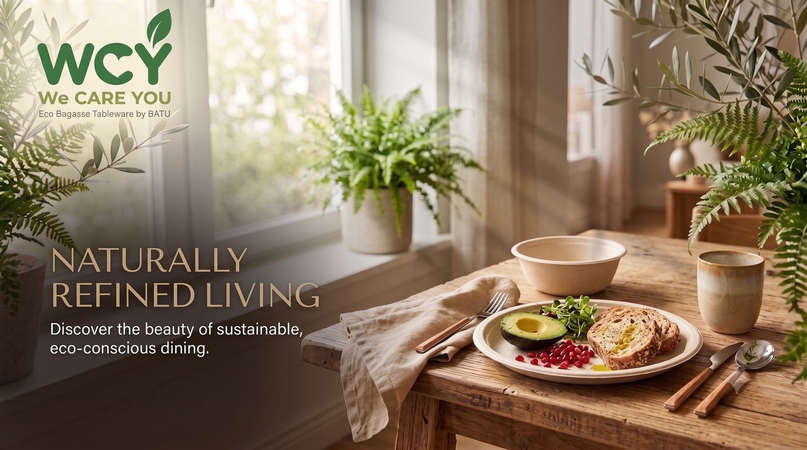 Sustainable dining lifestyle — compostable tableware by WCY Batuhouseware